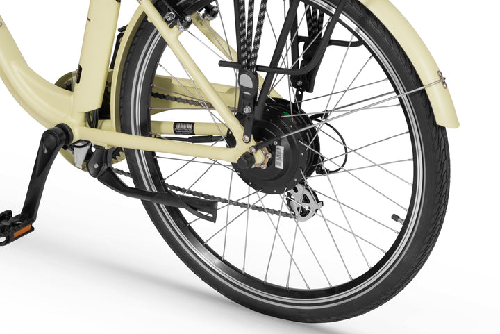 Ecobike TRAFFIC Beige - City E-Bike Damen Pedelec, Tiefeinsteiger, Bafang Motor