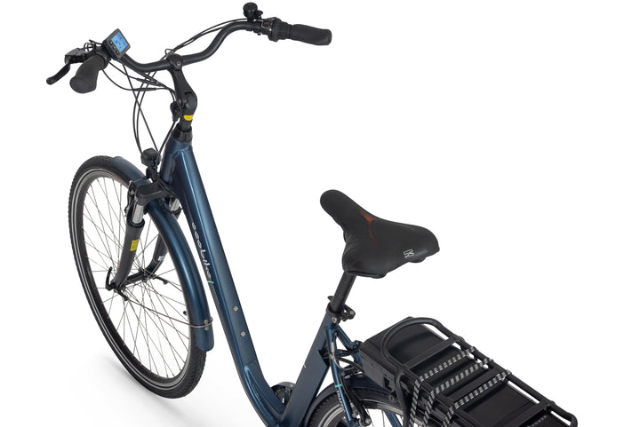 Ecobike TRAFFIC Blau - City E-Bike Damen Pedelec, Tiefeinsteiger, Bafang Motor