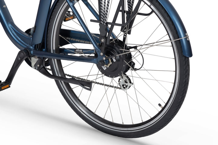 Ecobike TRAFFIC Blau - City E-Bike Damen Pedelec, Tiefeinsteiger, Bafang Motor