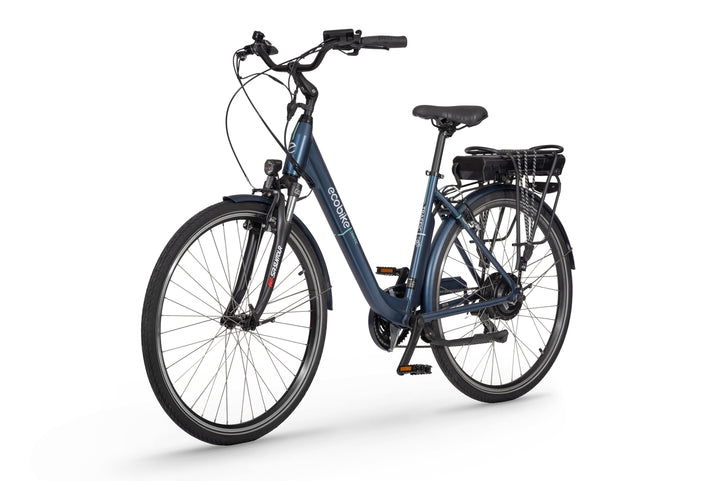 Ecobike TRAFFIC Blau - City E-Bike Damen Pedelec, Tiefeinsteiger, Bafang Motor