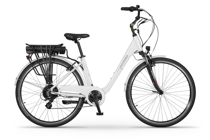 Ecobike TRAFFIC Weiss - City E-Bike Damen Pedelec, Tiefeinsteiger, Bafang Motor