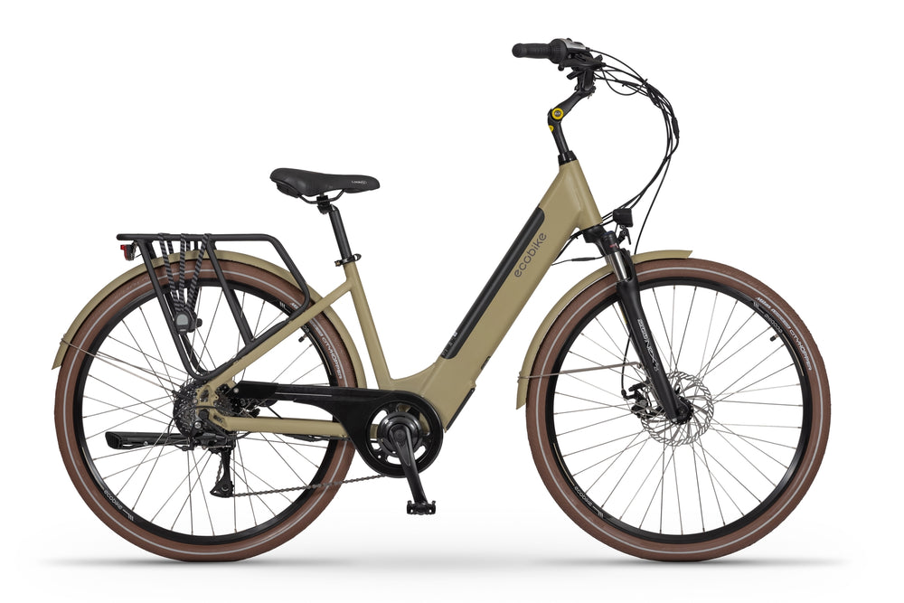 Ecobike X-CITY Cappucino 17''- Trekking E-Bike Damen Pedelec, Tiefeinsteiger, Bafang Motor