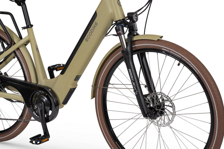Ecobike X-CITY Cappucino 17''- Trekking E-Bike Damen Pedelec, Tiefeinsteiger, Bafang Motor