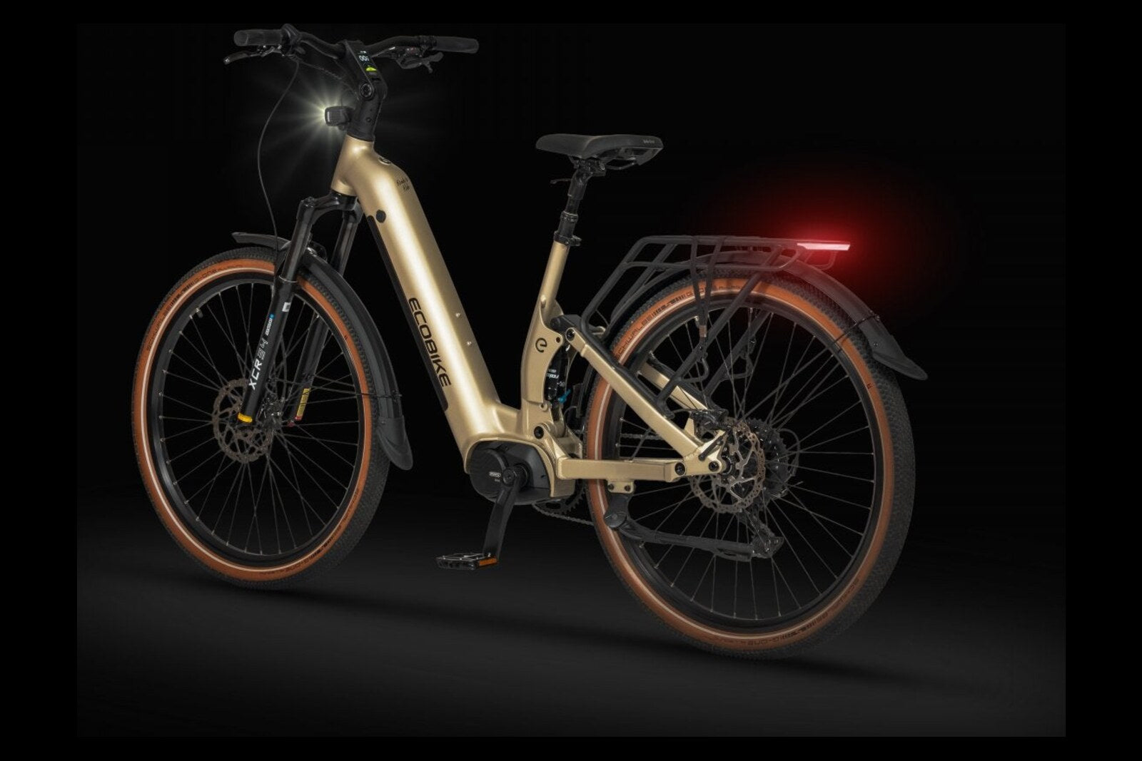 Ecobike FLEX SCHWARZ/TITAN- 2026 Trekking FULLY Power-Bike mit Bafang 100Nm Drehmoment und 900 Wh Akku – Heckansicht