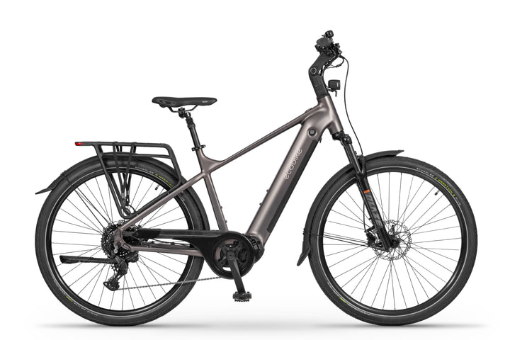 Ecobike MX 300 Golden Grey 2026 - Trekking E-Bike Herrenfahrrad mit Bafang 100Nm - Seitenansicht