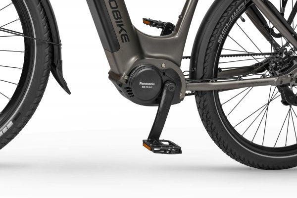 Ecobike DARE Low Step 2026 — Panasonic GXM Mittelmotor und Gates Carbon Drive CDX Detail