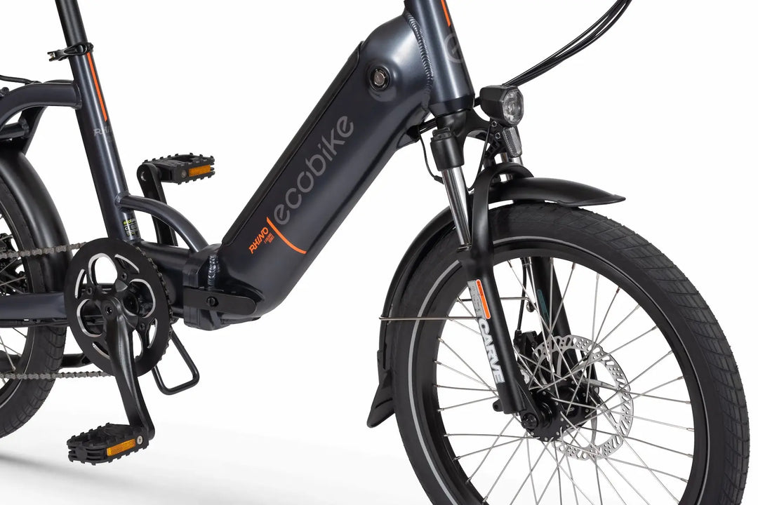 Ecobike RHINO Schwarz 15,5"- City E-Bike Klapprad, Tiefeinsteiger, Bafang Heckmotor 320W (32Nm), Akku bis 630Wh, 20 Zoll