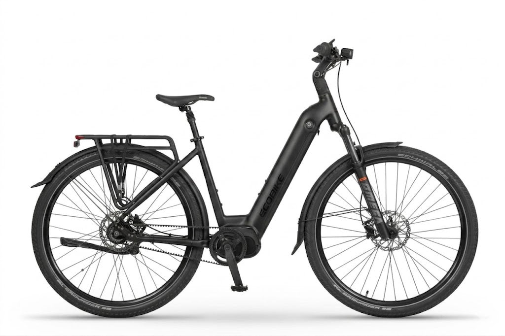 Ecobike LX 400 Silber&amp;Black City E-Bike Pedelec, Nabenschaltung, Mittelmotor, Riemenantrieb Gates, Ananda 80Nm