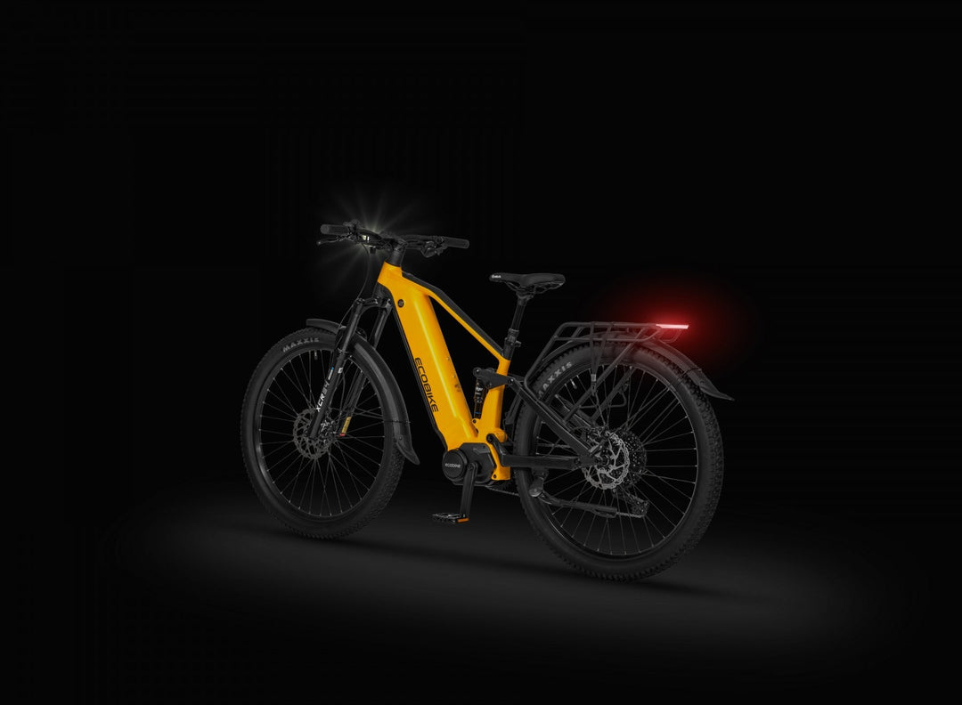 Ecobike RX 500 MAX SUV Gelb/Schwarz - Studio schwarz, Heckansicht mit Rücklicht