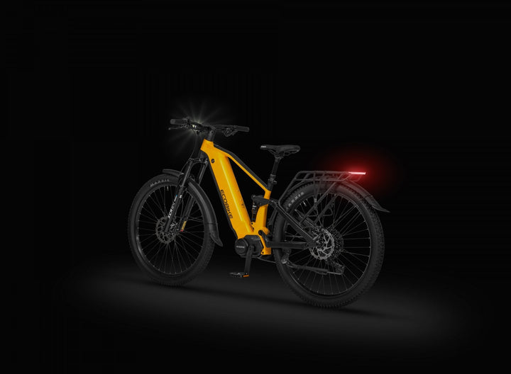 Ecobike RX 500 MAX SUV Gelb/Schwarz - Studio schwarz, Heckansicht mit Rücklicht