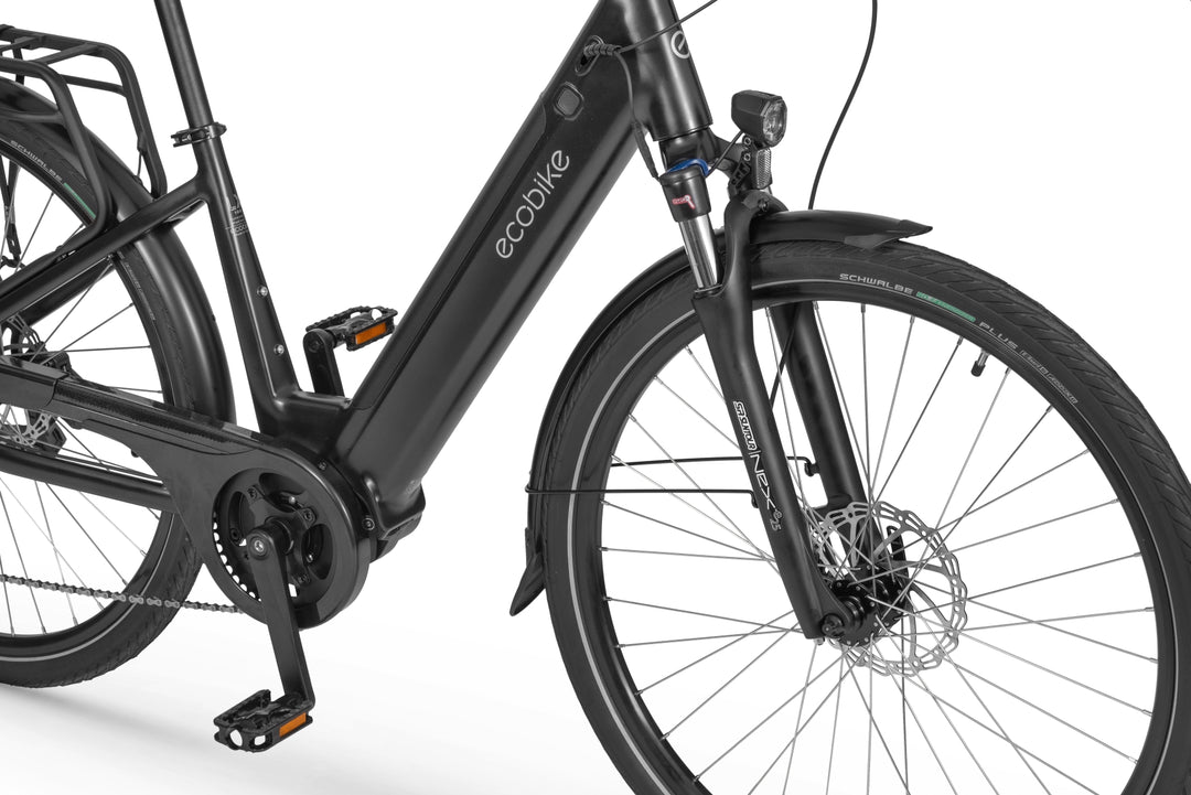 Ecobike LX100 Schwarz/Weiss 17"/19" -City E-Bike Unisex Pedelec, Tiefeinsteiger, Bafang 70Nm, Akku 504/630Wh, Herbst 2024