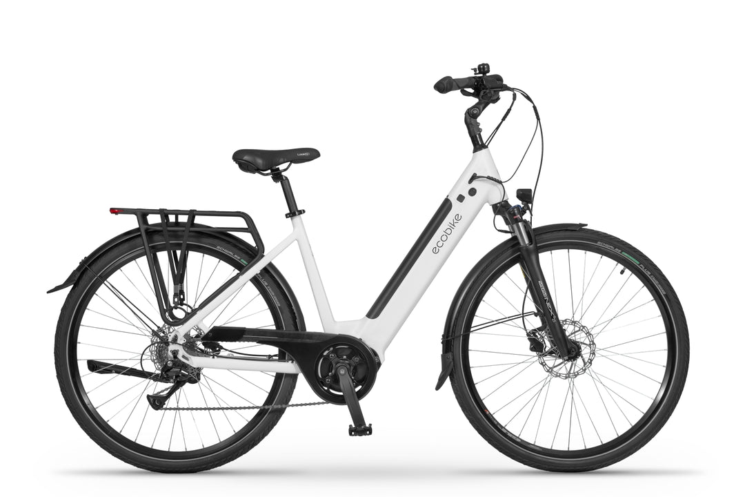 Ecobike LX100 Schwarz/Weiss 17"/19" -City E-Bike Unisex Pedelec, Tiefeinsteiger, Bafang 70Nm, Akku 504/630Wh, Herbst 2024