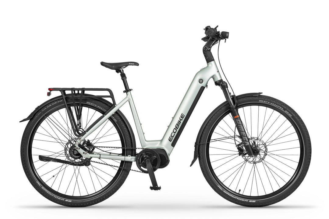 Ecobike LX 400 Silber City E-Bike PedelecL, Nabenschaltung, Mittelmotor, Riemenantrieb Gates, Ananda 80Nm