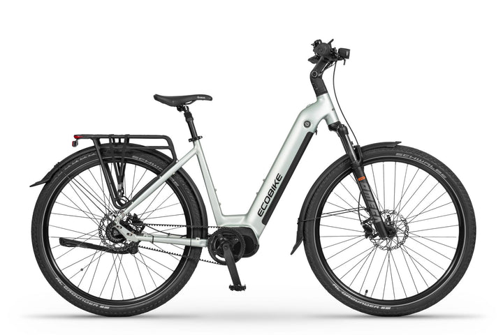 Ecobike LX 400 Silber City E-Bike PedelecL, Nabenschaltung, Mittelmotor, Riemenantrieb Gates, Ananda 80Nm