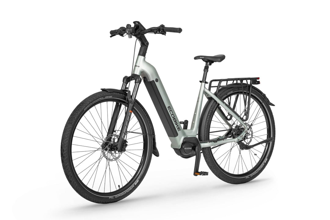 Ecobike LX 400 Silber City E-Bike PedelecL, Nabenschaltung, Mittelmotor, Riemenantrieb Gates, Ananda 80Nm