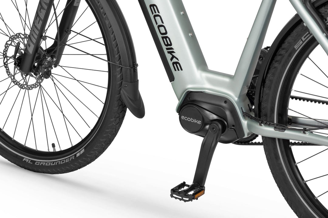 Ecobike LX 400 Silber City E-Bike PedelecL, Nabenschaltung, Mittelmotor, Riemenantrieb Gates, Ananda 80Nm