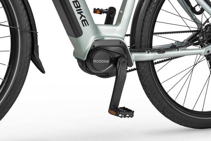 Ecobike LX 400 Silber City E-Bike PedelecL, Nabenschaltung, Mittelmotor, Riemenantrieb Gates, Ananda 80Nm