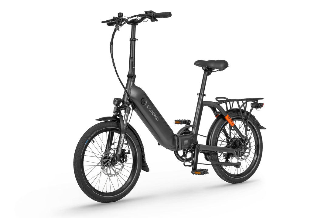 Ecobike RHINO Schwarz, Weiss 15,5"- City E-Bike Klapprad Pedelec, Tiefeinsteiger, Bafang 32Nm, Akku bis 630Wh