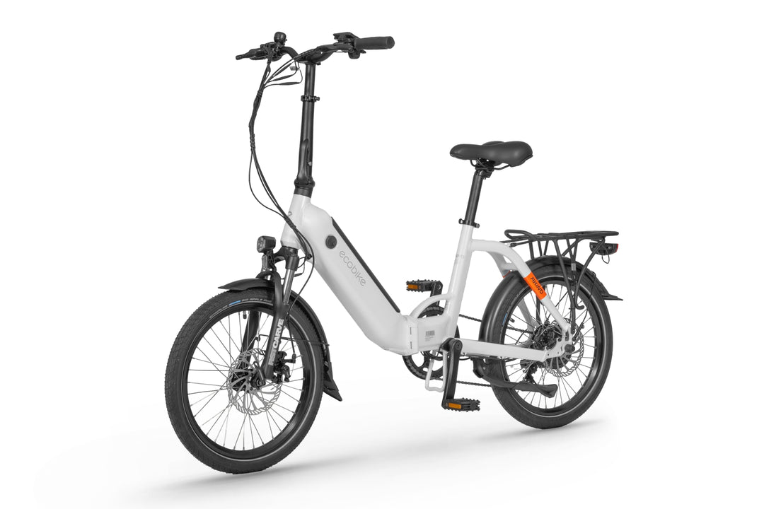 Ecobike RHINO Schwarz, Weiss 15,5"- City E-Bike Klapprad Pedelec, Tiefeinsteiger, Bafang 32Nm, Akku bis 630Wh