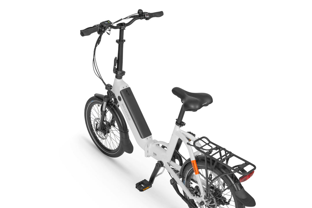 Ecobike RHINO Schwarz, Weiss 15,5"- City E-Bike Klapprad Pedelec, Tiefeinsteiger, Bafang 32Nm, Akku bis 630Wh