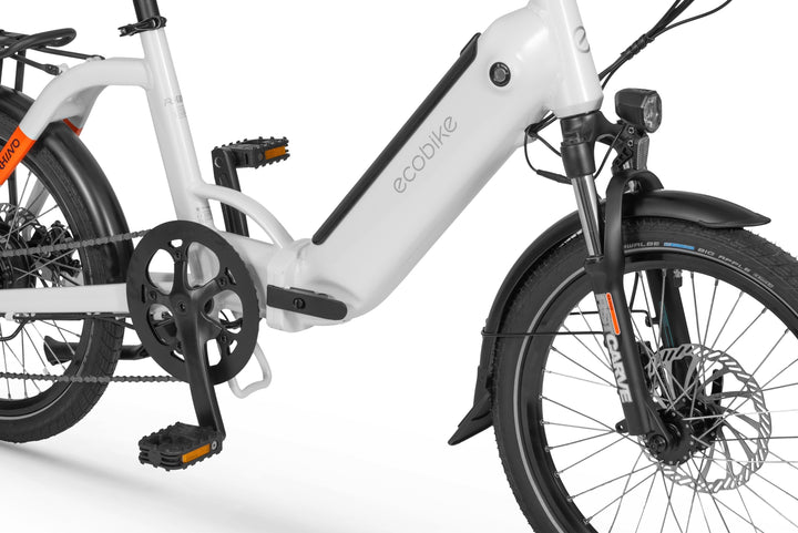 Ecobike RHINO Schwarz, Weiss 15,5"- City E-Bike Klapprad Pedelec, Tiefeinsteiger, Bafang 32Nm, Akku bis 630Wh