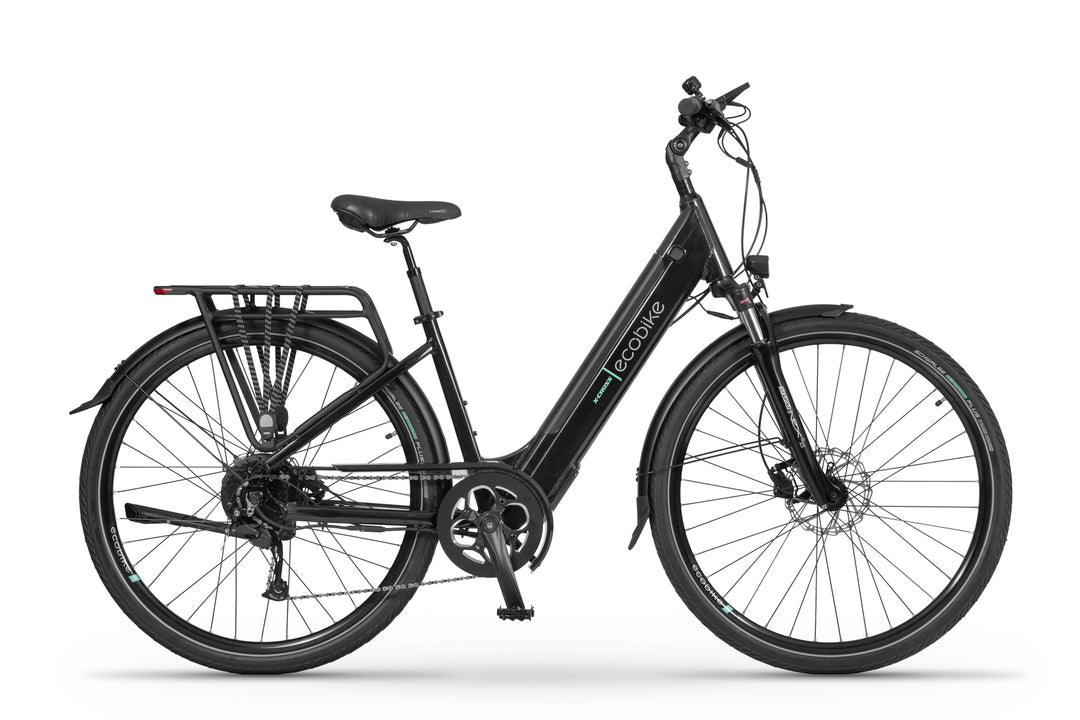 Ecobike X-CROSS Schwarz - Trekking E-Bike Damen Pedelec, Tiefeinsteiger, Bafang Motor