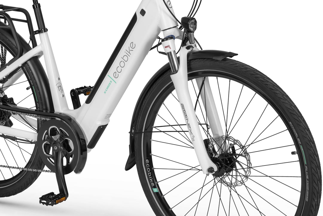 Ecobike X-CROSS Weiss - Trekking E-Bike Damen Pedelec, Tiefeinsteiger, Bafang Motor